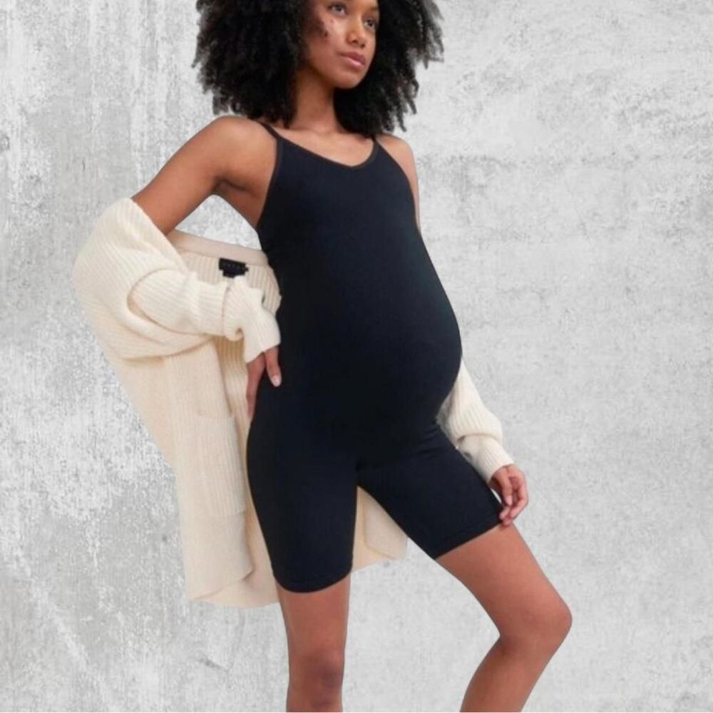NWT Hatch Collection The Body Rib Unitard Black Maternity Jumpsuit Size XS